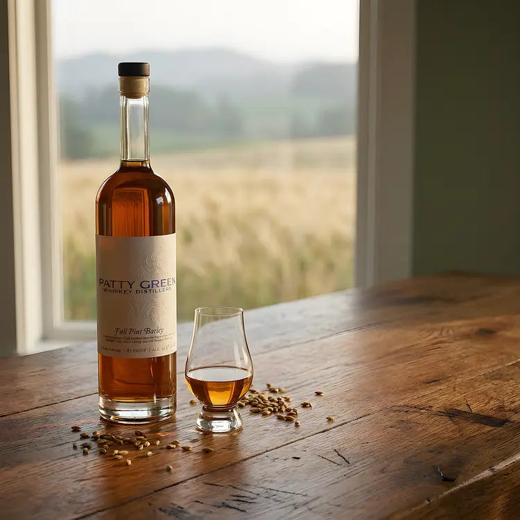 Patty Green Full Pint Barley Whiskey lifestyle photograph