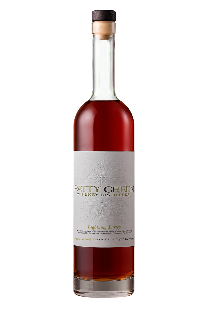 Patty Green Lightning Barley Whiskey bottle