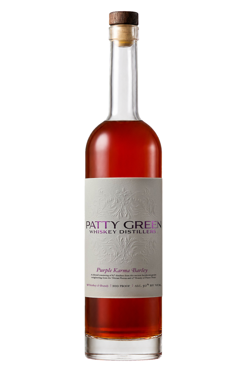 Patty Green Purple Karma Barley Whiskey bottle