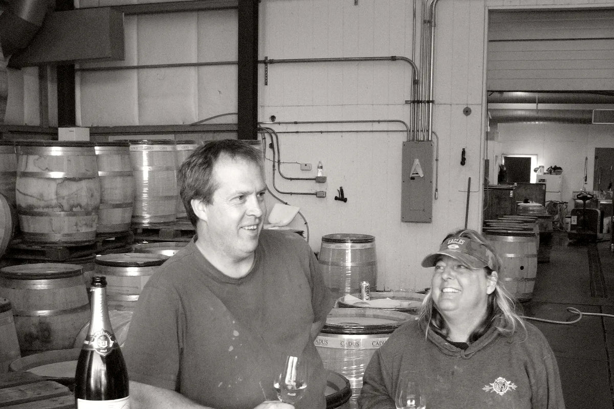 Patricia Green and a colleague in the cellar archive